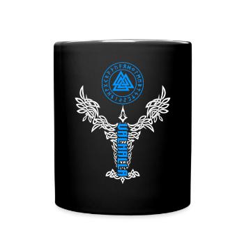 Valhalla Raben Wikinger Valknut Wotansknoten - Tasse einfarbig - Schwarz - Vorne