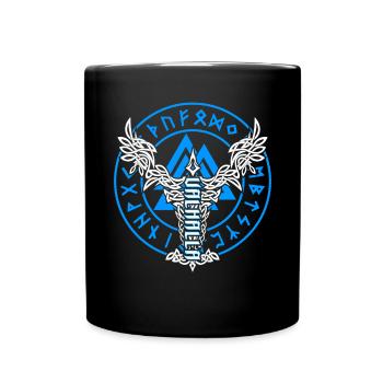 Valhalla Wikinger Rabe Wotansknoten - Tasse einfarbig - Schwarz - Vorne