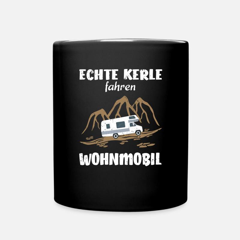 Echte Kerle fahren Wohnmobil - Tasse einfarbig - Schwarz