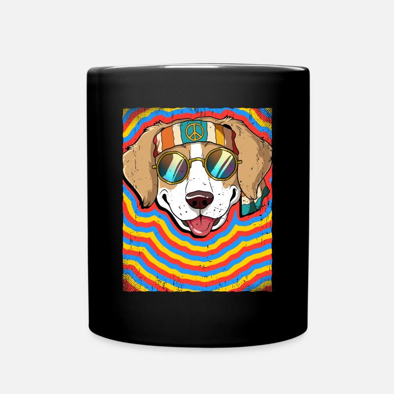 Hippie Chien Psychédélique Trippy - Mug uni - noir