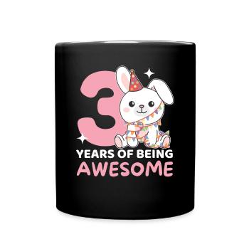 Lapin pour les enfants de 3ème anniversaire de trois ans - Mug uni - noir - Devant