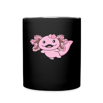 Printemps axolotl avec fleurs de cerisier printemps doux - Mug uni - noir - Devant