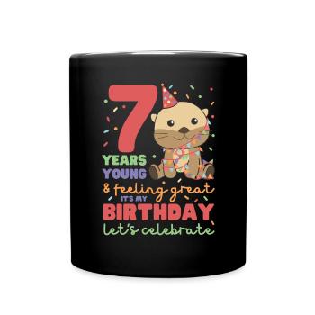 Loutre pour ses 7 ans Enfants de sept ans - Mug uni - noir - Devant