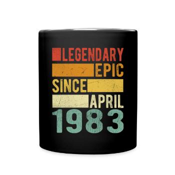 Birthday April 1983 Legendary epic - Full Colour Mug - black - Front