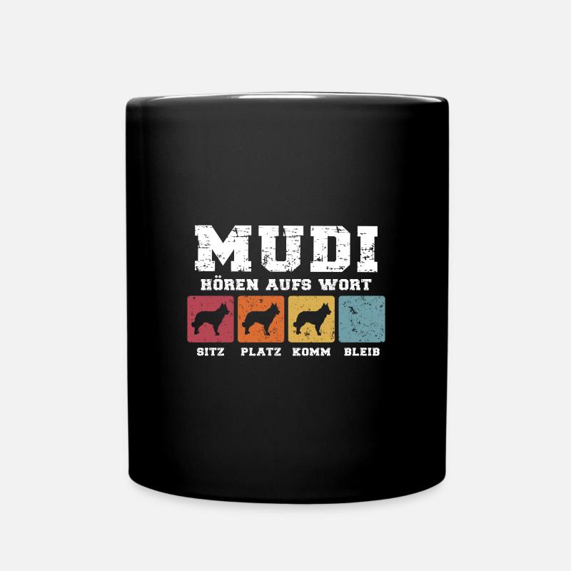 Mudi hören aufs Wort - Tasse einfarbig - Schwarz