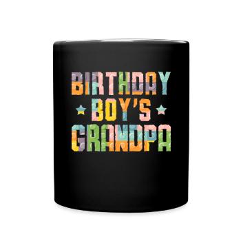 Birthday boy Grandpa building blocks - Full Colour Mug - black - Front