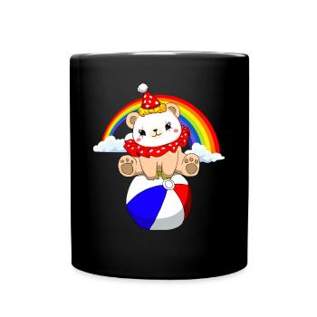 Clowncore Aesthetic Kawaii Bear Circus Clown - Full Colour Mug - black - Front
