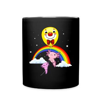 Clowncore Aesthetic Kawaii Axolotl Clown Balloon - Full Colour Mug - black - Front
