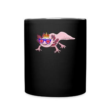 Axolotl der die Krone Englands trägt - Tasse einfarbig - Schwarz - Vorne