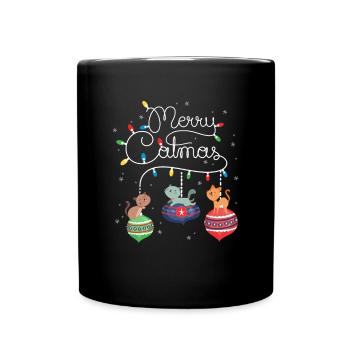 Merry Catmas Cat - Full Colour Mug - black - Front