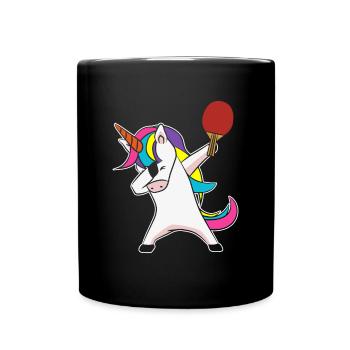 Dabbing Einhorn Ping Pong Tischtennis - Tasse einfarbig - Schwarz - Vorne