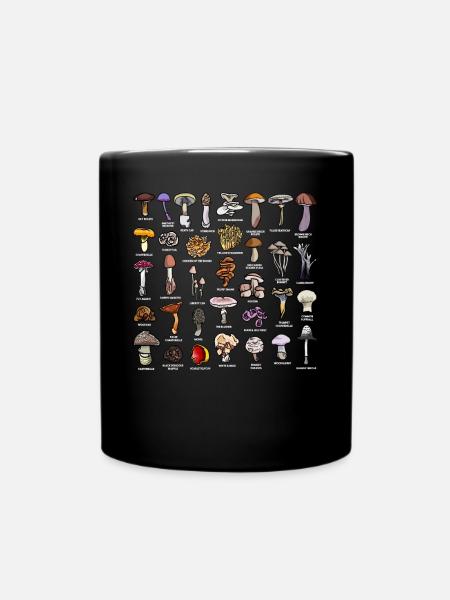 Pilze mit Bezeichnung Pilzsammlung - Tasse einfarbig - Schwarz