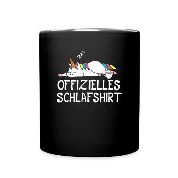Offizielles Schlafshirt Einhorn - Tasse einfarbig - Schwarz - Vorne