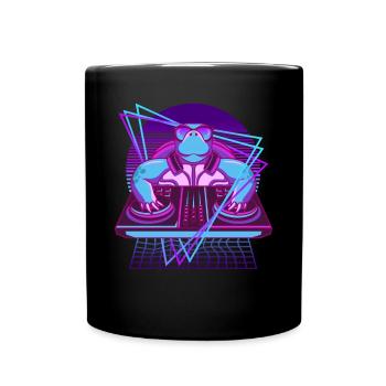Techno Schildkröte Vaporwave DJ Schildkröte - Tasse einfarbig - Schwarz - Vorne