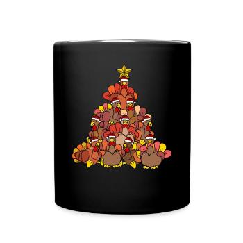 Christmas Tree Turkey Funny Christmas Thanksgiving - Tasse einfarbig - Schwarz - Vorne