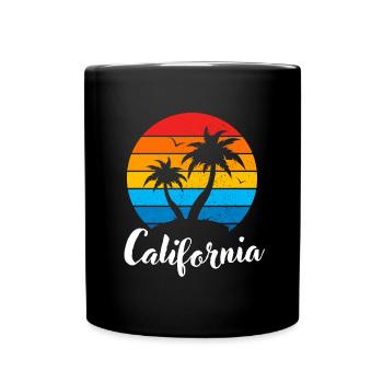 Retro Beach Summer Tropical Palms California - Full Colour Mug - black - Front