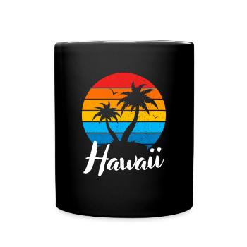 Tropical Summer Vacation Palms Retro Hawaii - Mug uni - noir - Devant
