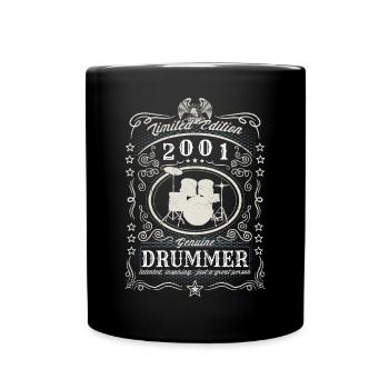 Vintage 2001 Drummer Geburtstag Geschenk Hobby - Tasse einfarbig - Schwarz - Vorne