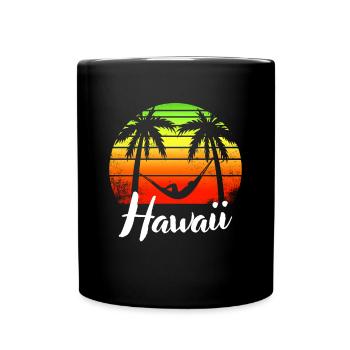 Tropical Palms Summer Gift Retro Hawaii - Mug uni - noir - Devant