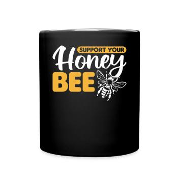 Unterstützen Sie Honigbiene - Tasse einfarbig - Schwarz - Vorne