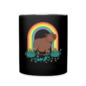 Capybara St Patrick Day Arc-en-ciel - Mug uni - noir - Devant