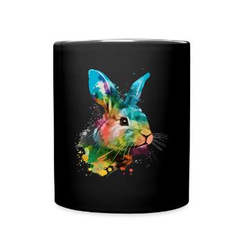 Cute little rabbit For rabbit lovers Colorful - Full Colour Mug - black - Front