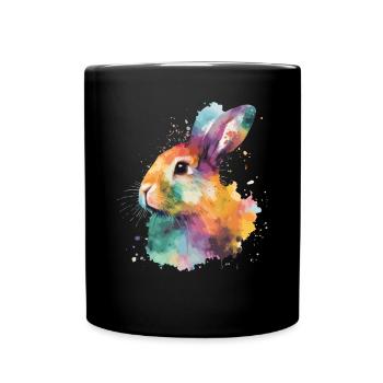 Cute little rabbit For rabbit lovers Colorful - Full Colour Mug - black - Front