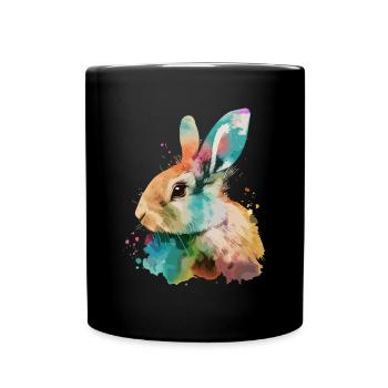Cute little rabbit For rabbit lovers Colorful - Full Colour Mug - black - Front