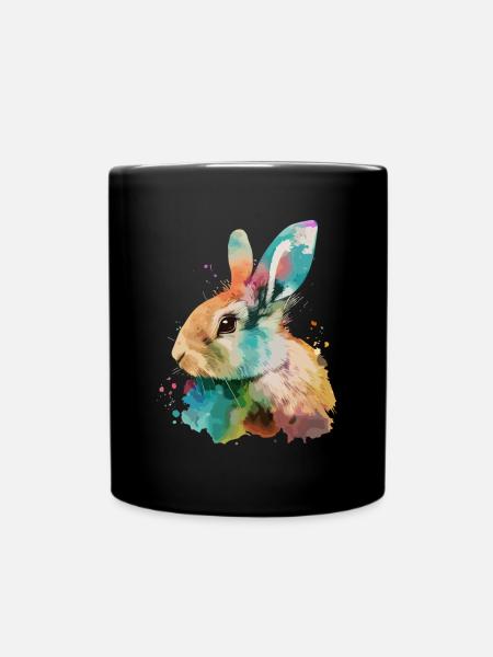 Süsses kleines Kaninchen Für Hasenliebhaber Bunt - Tasse einfarbig - Schwarz