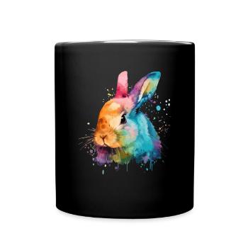 Cute little rabbit For rabbit lovers Colorful - Full Colour Mug - black - Front