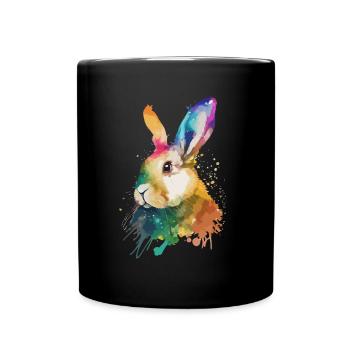 Cute little rabbit For rabbit lovers Colorful - Full Colour Mug - black - Front