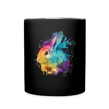 Cute little rabbit For rabbit lovers Colorful - Full Colour Mug - black - Front