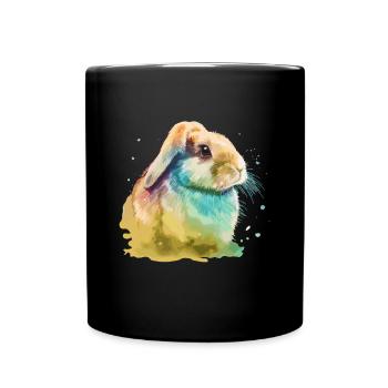 Cute little rabbit For rabbit lovers Colorful - Full Colour Mug - black - Front