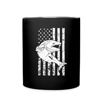 Amerikanische Flagge Bass Angeln Valentinstag Fisherma - Tasse einfarbig - Schwarz - Vorne