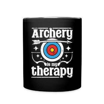 Archery is my therapy - Full Colour Mug - black - Front