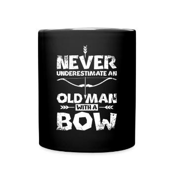 Never underestimate an old man with a bow - Full Colour Mug - black - Front