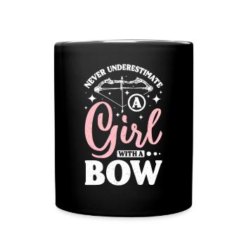 Never underestimate a girl with a bow - Full Colour Mug - black - Front