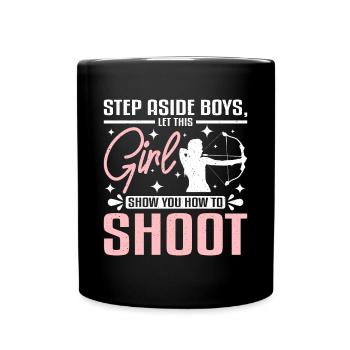 Let this girl show you how to archery - Full Colour Mug - black - Front