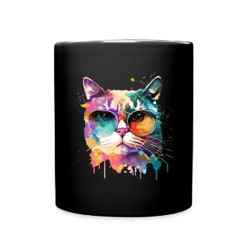 Coole kleine Gamer Katze Für Katzenliebhaber Bunt - Tasse einfarbig - Schwarz - Vorne