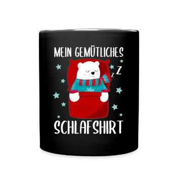 Mein Gemütliches Schlafshirt Schlafender Eisbär - Tasse einfarbig - Schwarz - Vorne