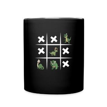 Tic-Tac-Toe - Dino - T-Rex - Dinosaurs - Full Colour Mug - black - Front