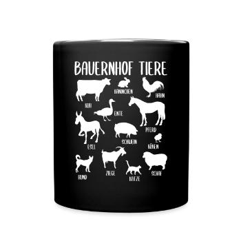 Bauernhof Tiere Farm Tiere Mit Namen Geschenk - Tasse einfarbig - Schwarz - Vorne