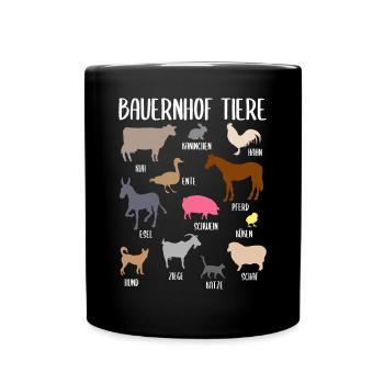 Bauernhof Tiere Farm Tiere Mit Namen Geschenk - Tasse einfarbig - Schwarz - Vorne