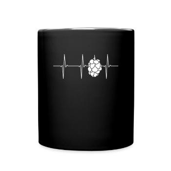 Hopfen EKG Herzschlag - Tasse einfarbig - Schwarz - Vorne
