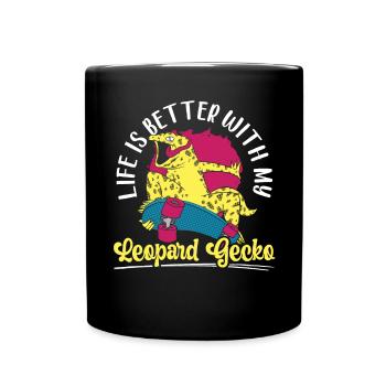 La vie est meilleure avec mon amoureux des reptiles gecko léopard - Mug uni - noir - Devant