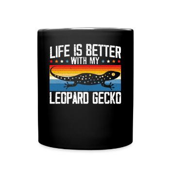 Life Is Better With My Leopard Gecko Reptile Lover - Full Colour Mug - black - Front