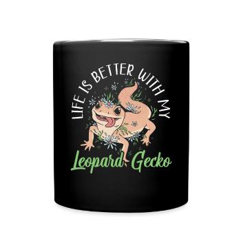 Reptile Léopard Gecko Amant Lézard Herpétologie - Mug uni - noir - Devant