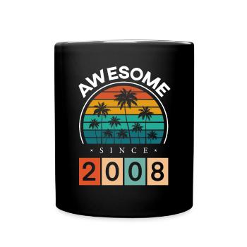 2008 Born Birthday Year of birth vintage - Full Colour Mug - black - Front