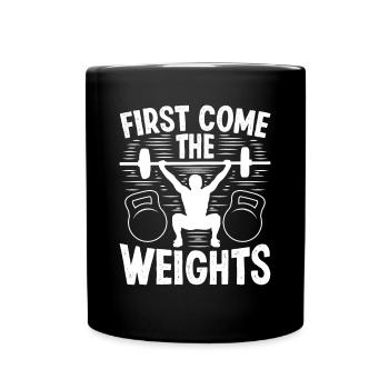 Strongman First Weights Gym Fitness Bodybuilding - Full Colour Mug - black - Front
