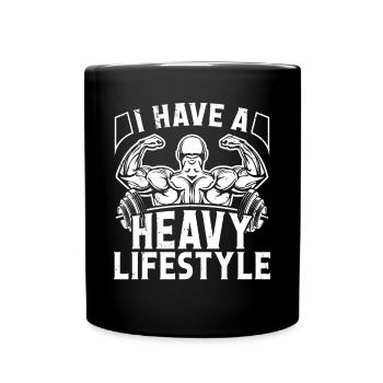 Strongman Heavy Lifestyle Gym Fitness Bodybuilding - Full Colour Mug - black - Front